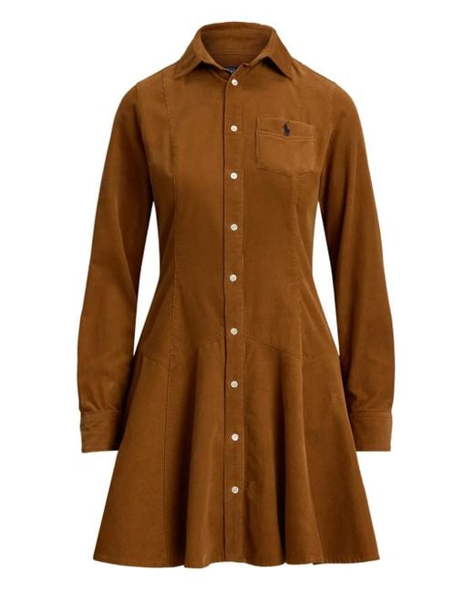 Polo Ralph Lauren Brown Corduroy Collared Shirt Dress