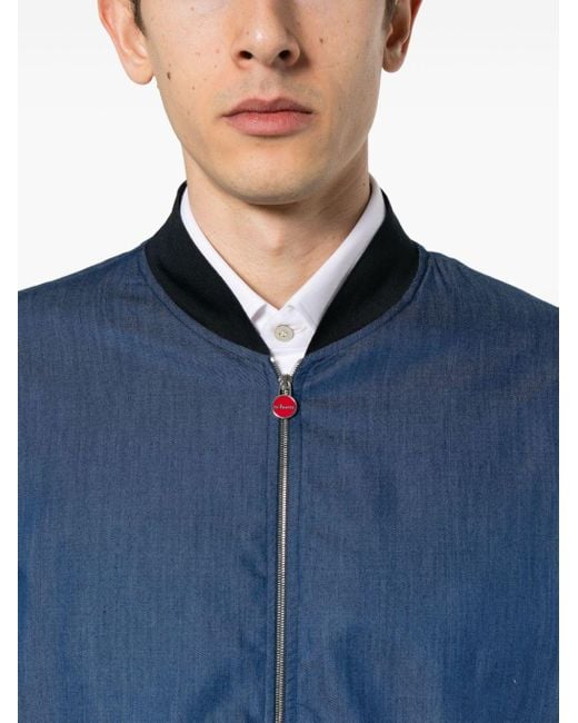 Kiton Blue Chambray Cotton Jacket for men