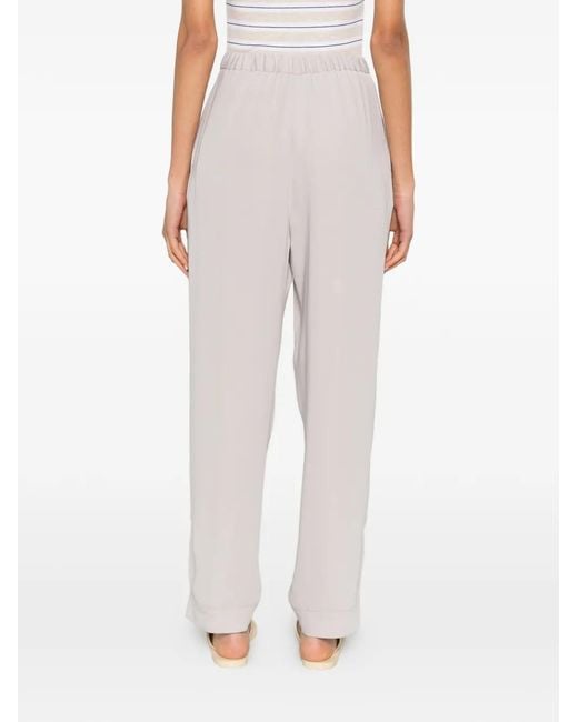 Herno White Grosgrain-Detail Slit-Hem Trousers