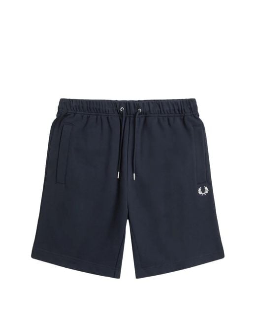 Fred Perry Blue Embroidered Shorts for men