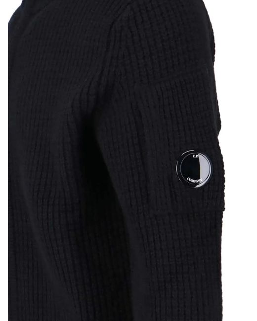C P Company Black Zip-Fastening Cardigan for men