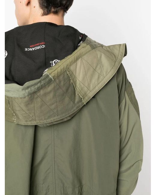 Children of the discordance Green Drawstring-Hood Parka Coat for men