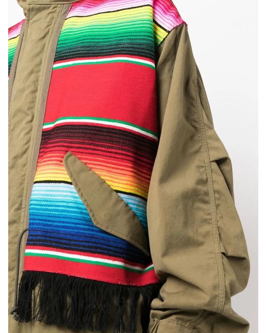 Junya Watanabe Green Panelled Midi Coat for men