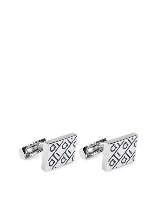 Ferragamo White Patterned Square Cufflinks for men