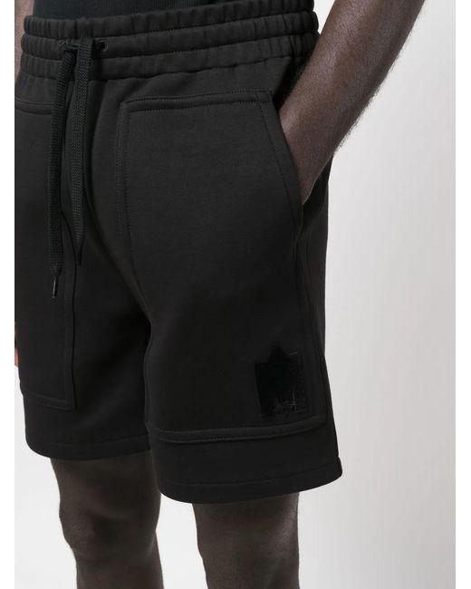 Mackage Black Logo-Patch Drawstring Shorts for men