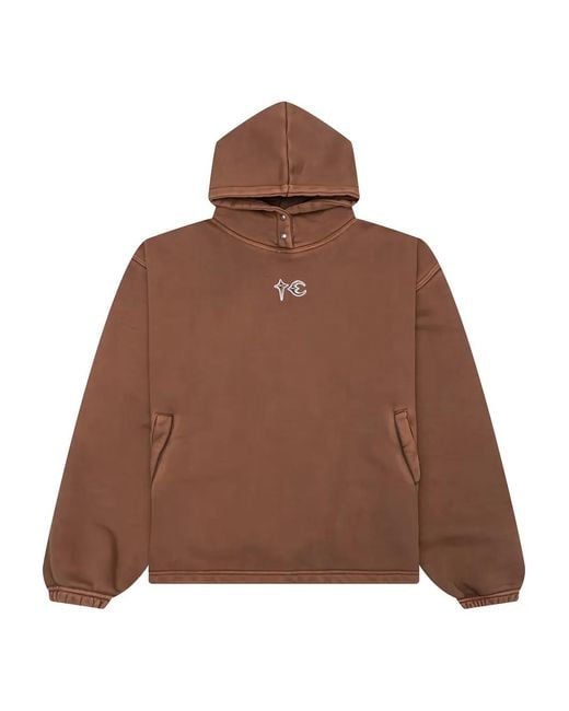 THUG CLUB Brown Devil Peace Back-Patch Hoodie for men