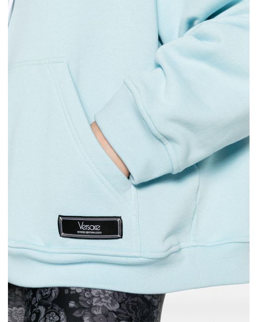 Versace Blue Logo Organic Cotton Hoodie