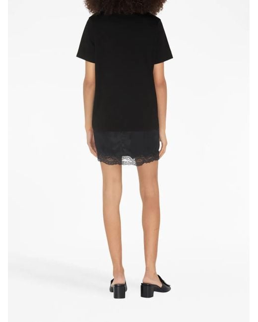 Burberry Black Tonal Embroidered-Logo T-Shirt