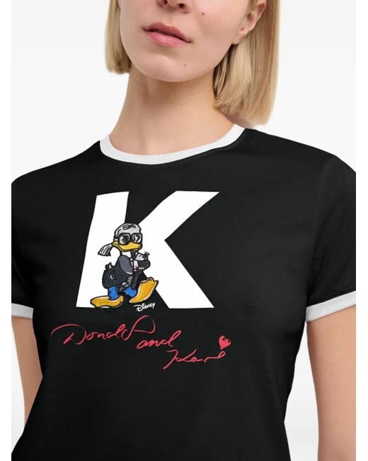 X Disney T-Shirt Petite di Karl Lagerfeld in Black