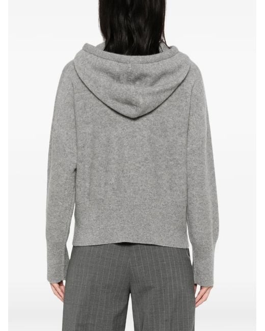 EMERSON RENALDI Gray Drawstring-Neck Hooded Sweater