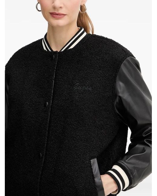 Guess Black Contrasted-Sleeve Bomber Jacket