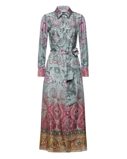 Pierre Louis Mascia Blue Floral-Print Maxi Dress