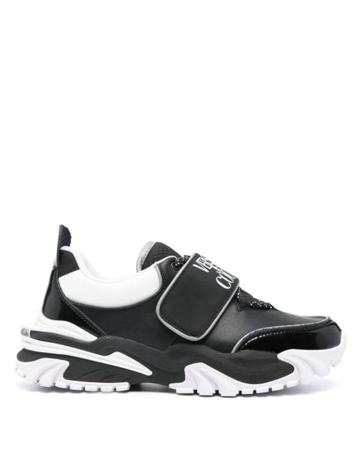 Versace Black Touch-strap Leather Sneakers for men