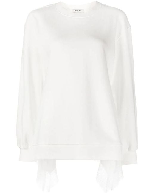 Goen.J White Lace Trim Sweatshirt