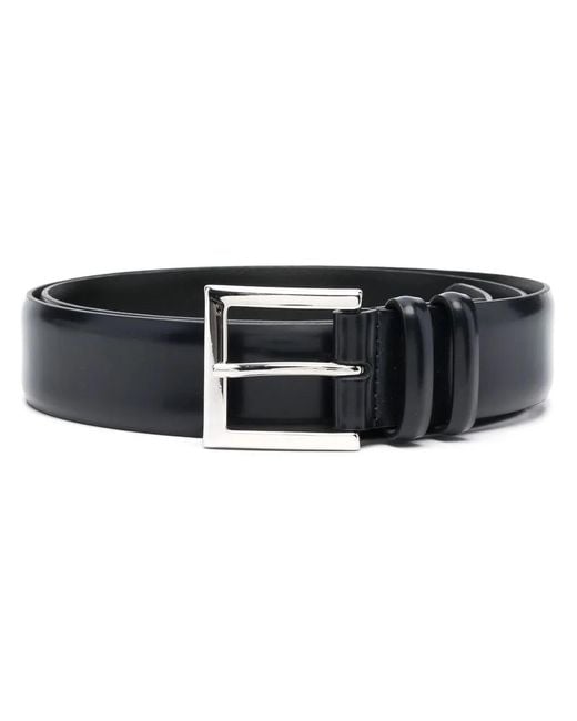 Orciani Black Buckle-Fastening Leather Belt for men