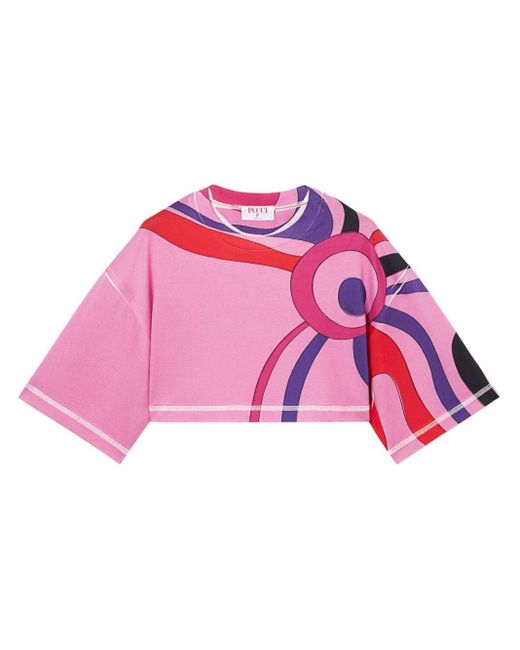 Emilio Pucci Pink Cropped-Top mit Marmo-Print
