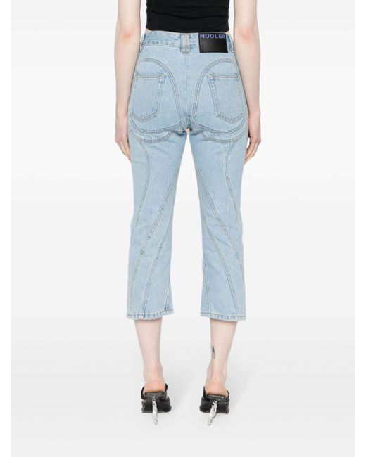 Mugler Blue Cropped-Jeans mit hohem Bund