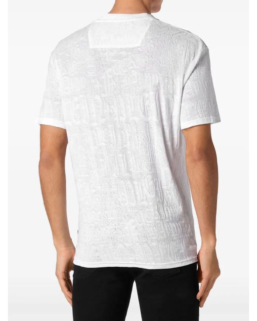 Philipp Plein White Logo-Appliqué Cotton T-Shirt for men