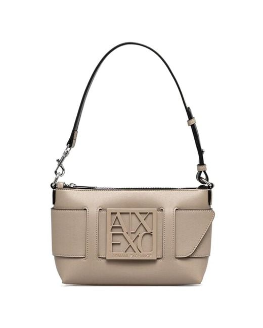 ARMANI EXCHANGE White Maxi Logo Shoulder Bag