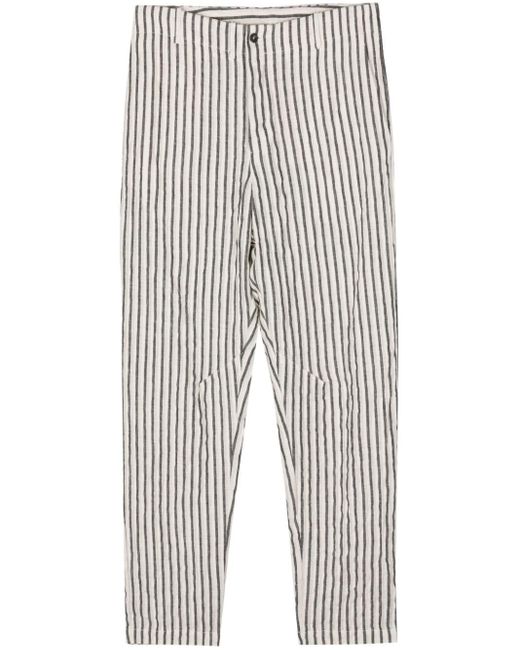 Forme D'expression Gray Striped Linen-blend Tapered Trousers