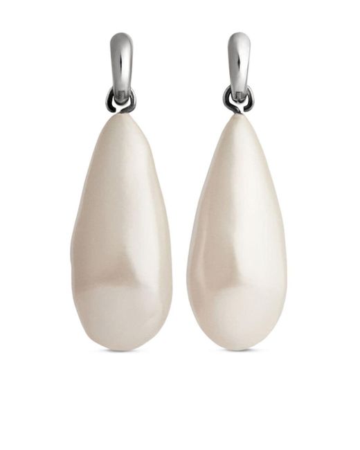Balenciaga White Palazzo Pearl Drop Earrings