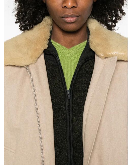 6397 Natural Security Fur-Collar Pocket Parka Coat