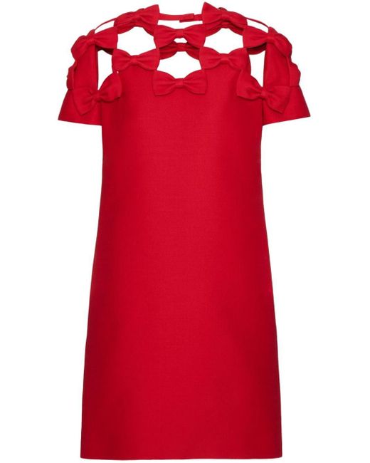 Vestido corto Crepe Couture bordado Valentino Garavani de color Red