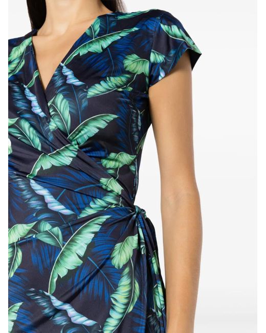 Lygia & Nanny Blue Gewickeltes Kleid Mit Blatt-Print