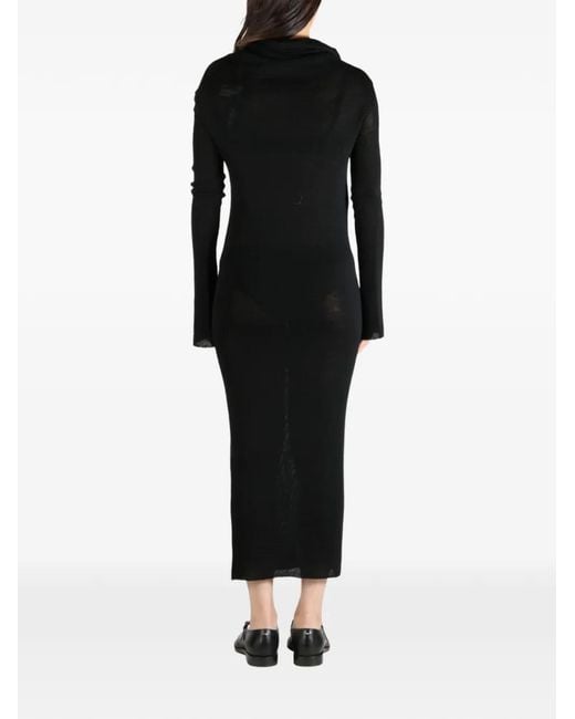Ann Demeulemeester Black Cowl-Neck Long-Sleeve Maxi Dress