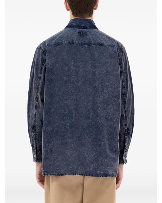 MSGM Blue Zippered Pocket Shirt for men