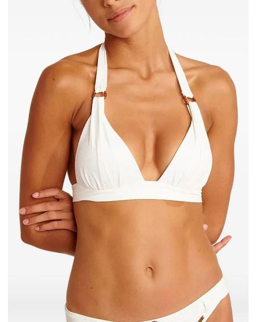 Banana Moon White Maho Santafe Ring-Detail Bikini Top