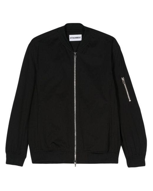 Attachment Black Sleeve-pocket Band-collar Jacket for men