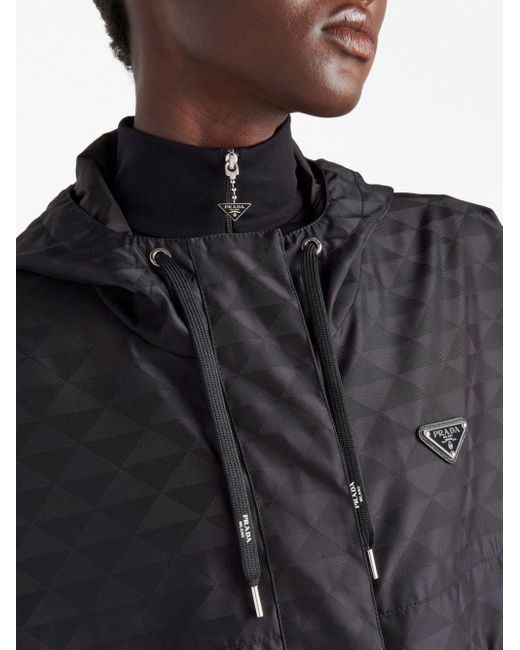 Prada Black Triangle-logo Hooded Jacket