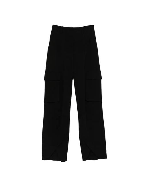 Erika Cavallini Semi Couture Black Pantalon À Poches À Rabat