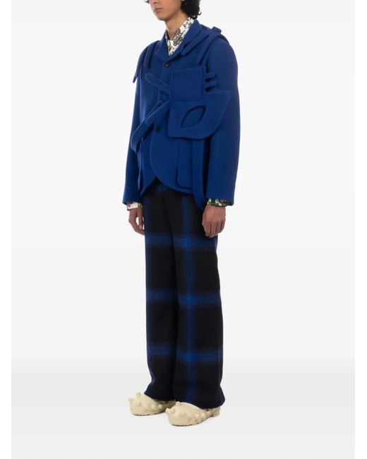 Walter Van Beirendonck Blue Alien Boxy Deconstructed Blazer for men