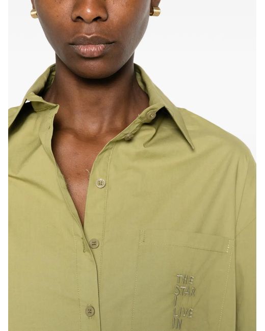 Marc Ellis Yellow Embroidered-Logo Midi Dress