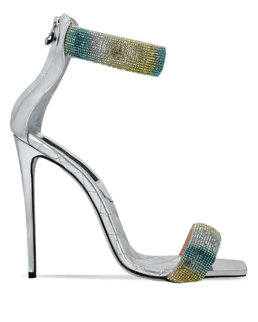 Philipp Plein Crystal-embellished Metallic-leather Sandals