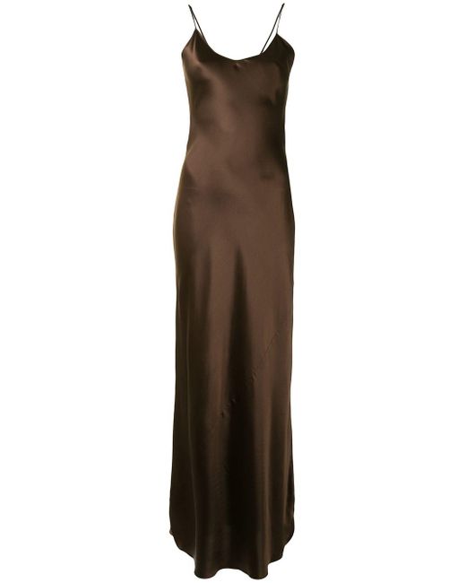Nili Lotan Brown Silk Slip Dress
