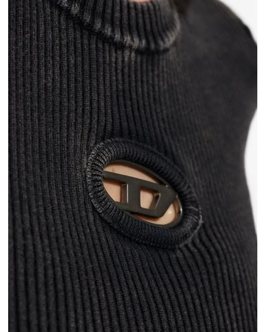 DIESEL M-Anchor-Ss Geribbeld T-Shirt Met Logo in het Black