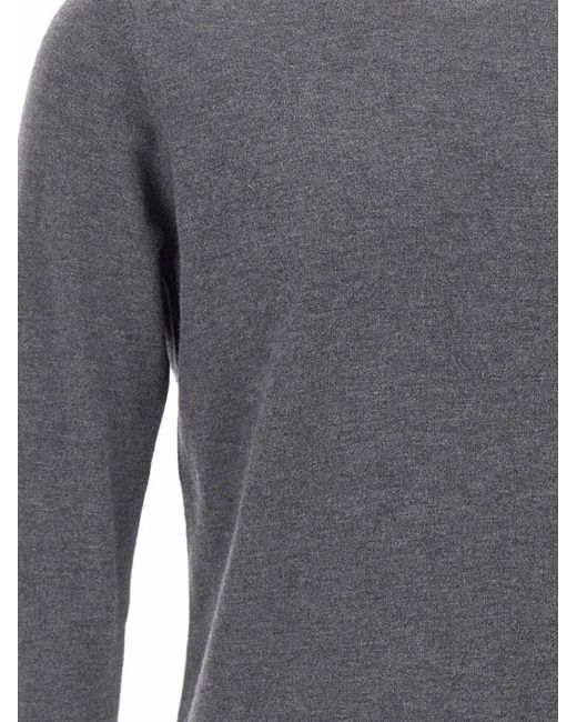 Kangra Gray Crew-Neck Virgin-Wool Sweater for men