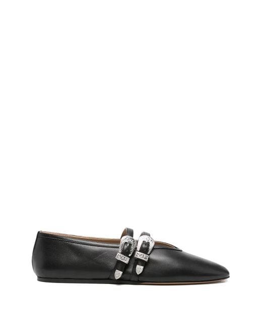 Le Monde Beryl Black Claudia Buckle-Detail Ballet Flats