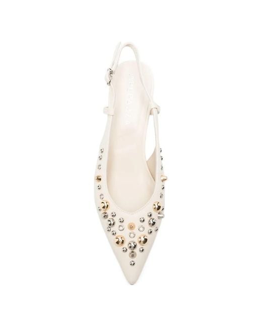 Apepazza White Glow 01 Stud-Embellished Slingback Pumps