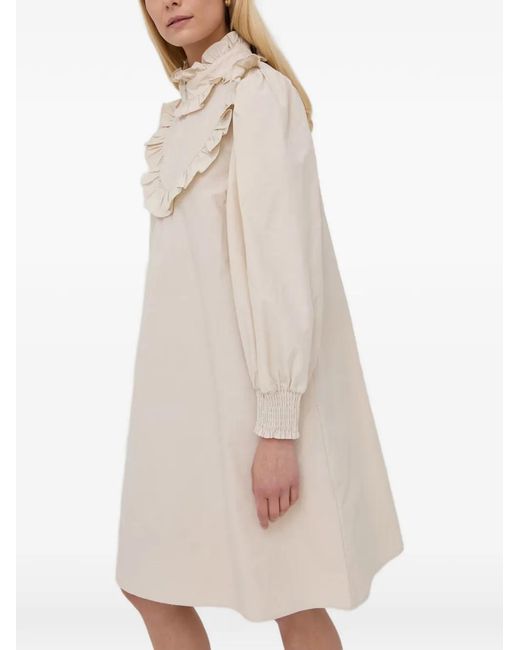 Gestuz Natural Ruffled-Collar Midi Dress