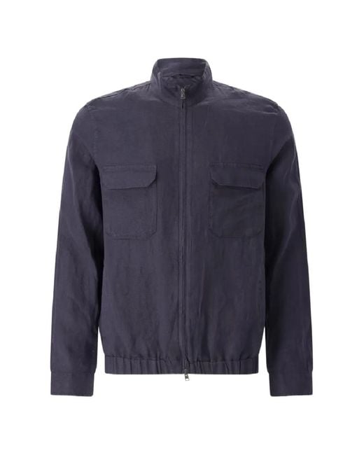 Herno Blue Zip-Up Linen Jacket for men