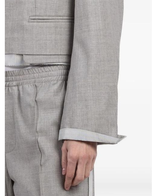 WE-AR4 Gray Cropped Single-Breasted Jacket