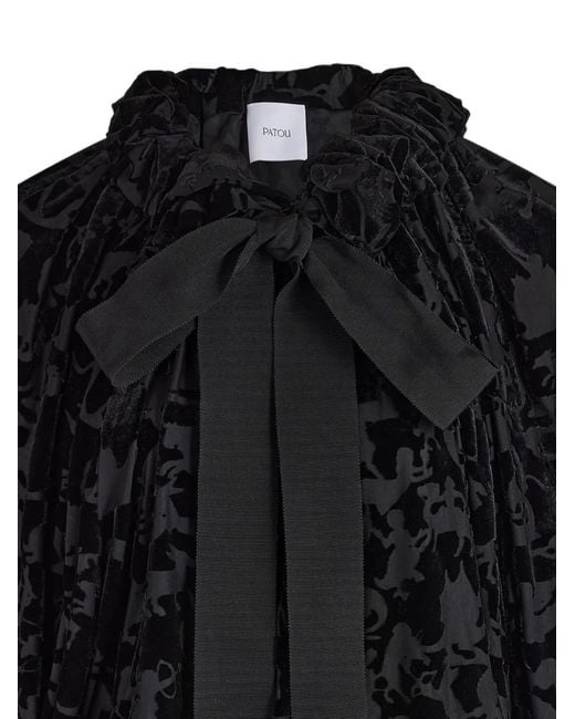Patou Black Bow-Detail Devoré Top