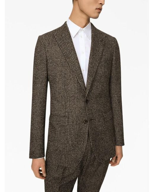 Blazer Boutonné À Carreaux Prince De Galles Dolce & Gabbana pour homme en coloris Brown