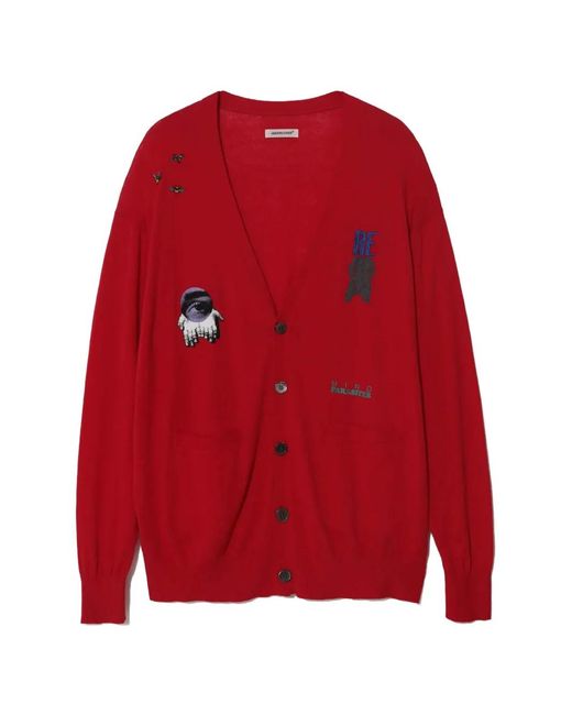 Undercover Red Graphic-Print Cardigan for men