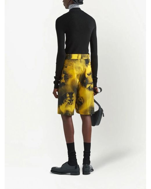 Prada Yellow Re-Nylon Bermuda Shorts for men