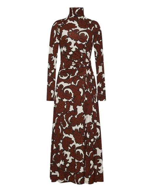 Robe Fleurie À Col Montant Cara Cara en coloris Brown